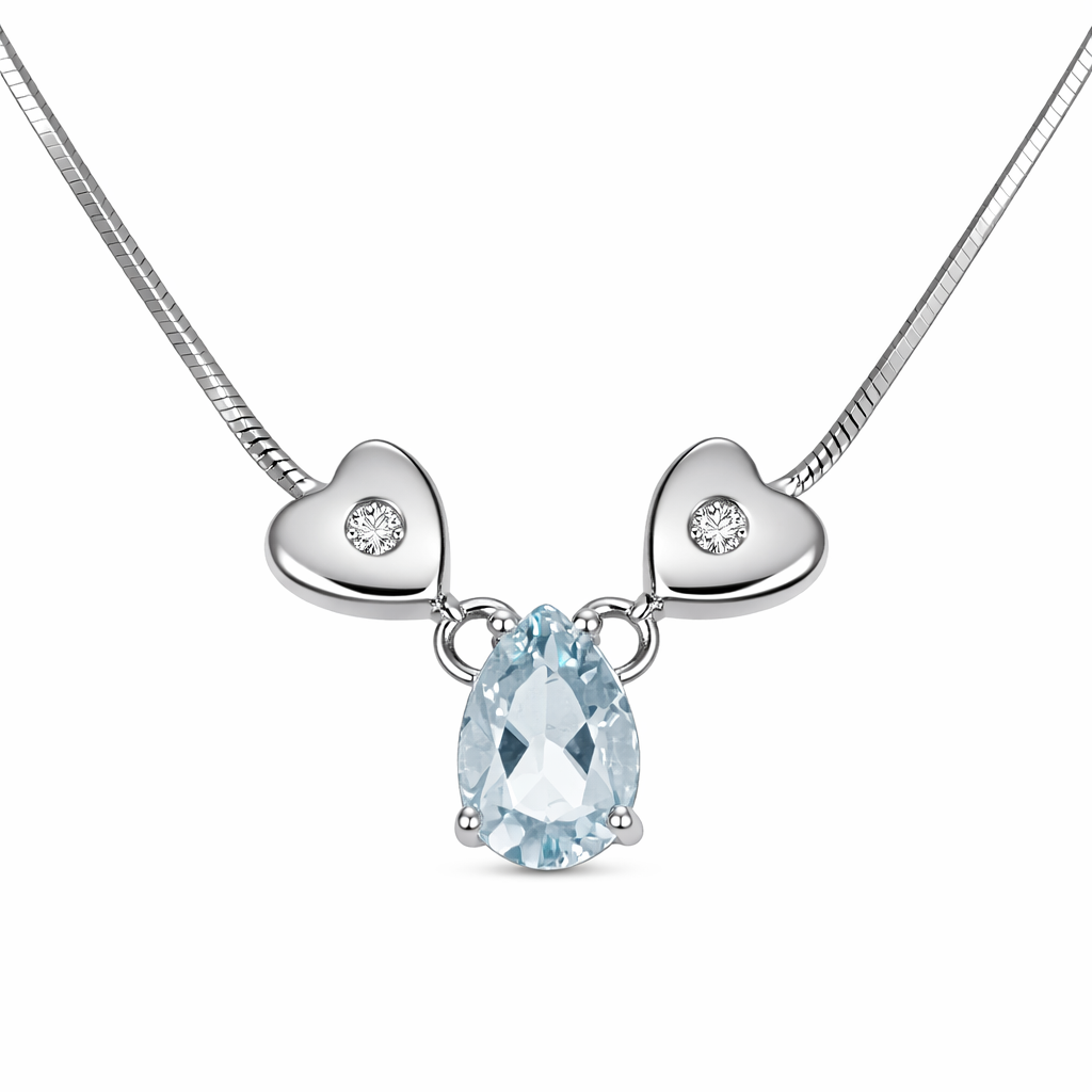 Collana con ciondolo - 18 carati Oro bianco - 0.78ct. tw. Acquamarina - Diamante