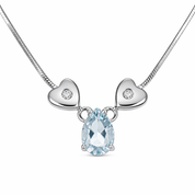Collana con ciondolo - 18 carati Oro bianco - 0.78ct. tw. Acquamarina - Diamante