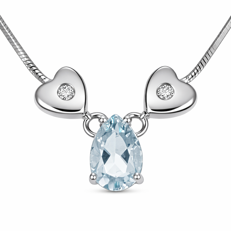 Collana con ciondolo - 18 carati Oro bianco - 0.78ct. tw. Acquamarina - Diamante
