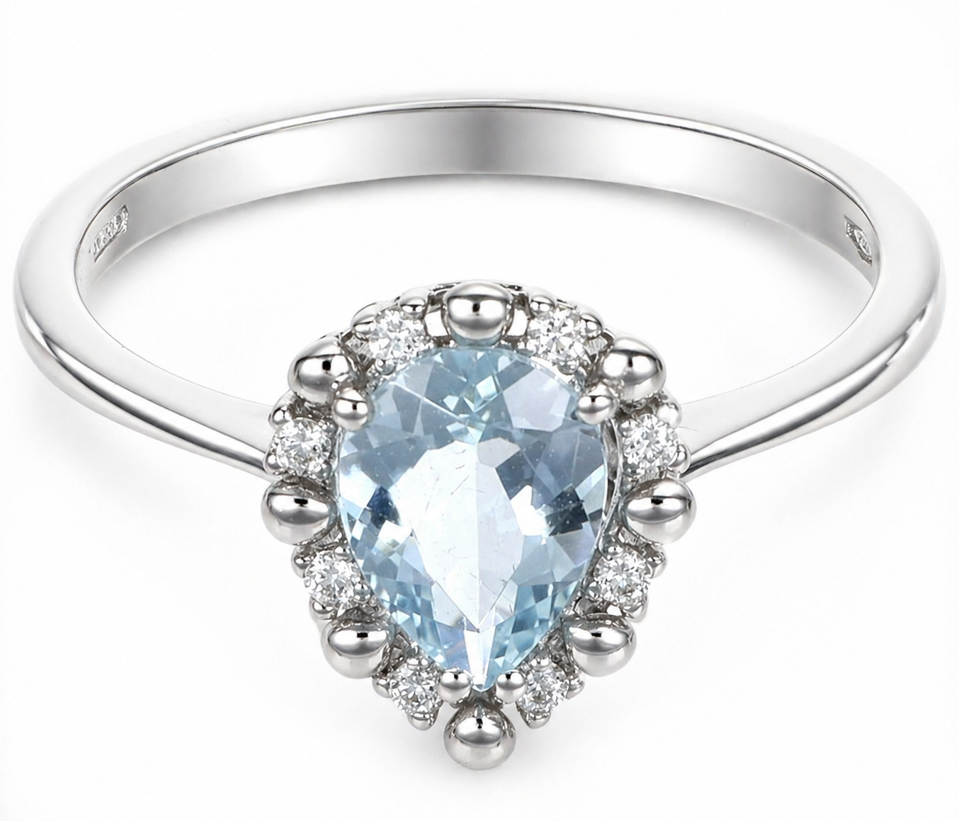 Anello - 18 carati Oro bianco - 0.83ct. tw. Acquamarina - Diamante