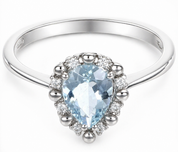 Anello - 18 carati Oro bianco - 0.83ct. tw. Acquamarina - Diamante