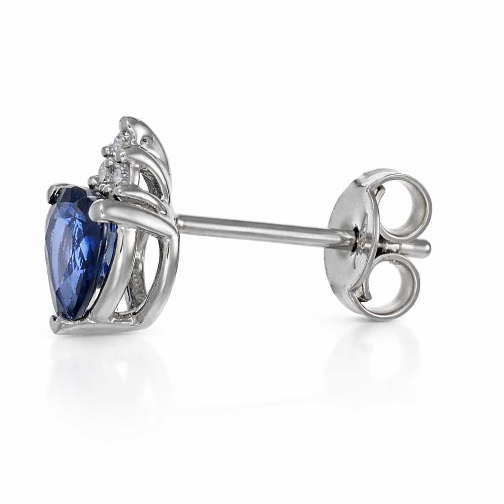 Orecchini - 18 carati Oro bianco - 1.47ct. tw. Zaffiro - Diamante