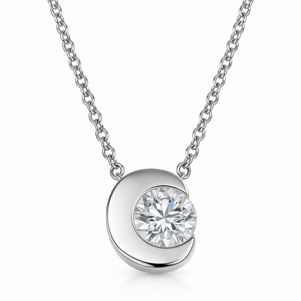 Collana con ciondolo - 18 carati Oro bianco - 0.15ct. tw. Diamante (Naturale)