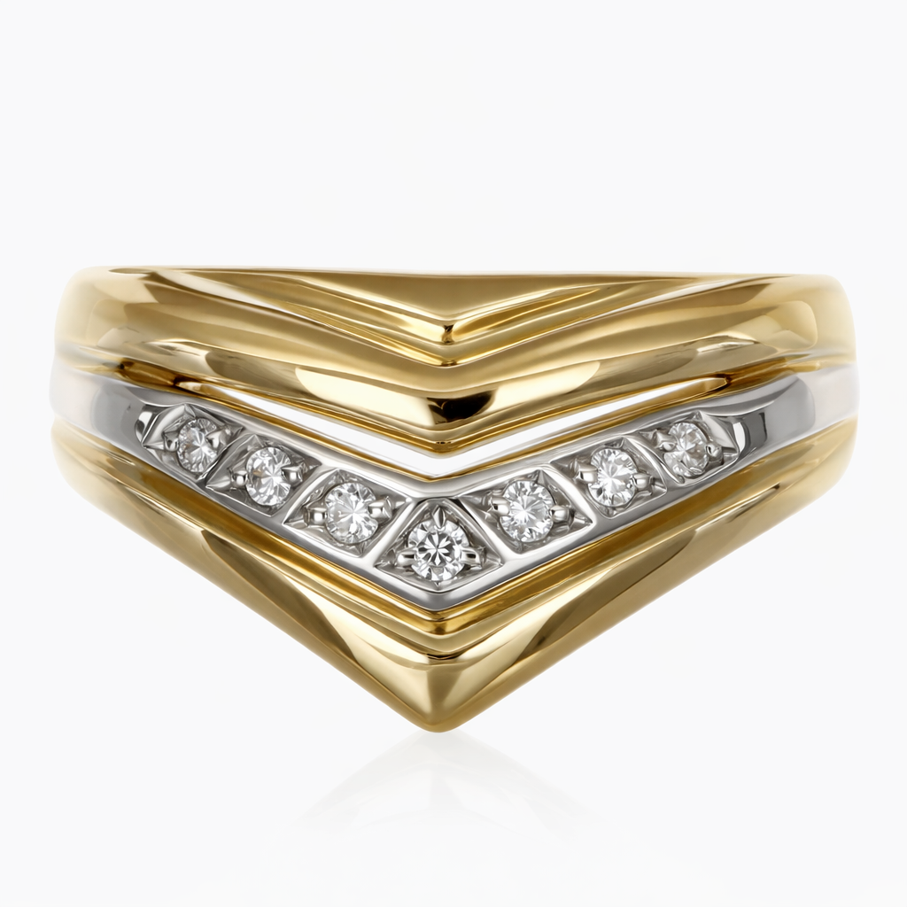 Anello - 18 carati Oro bianco, Oro giallo - 0.105ct. tw. Diamante (Naturale)
