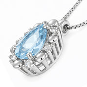 Collana con ciondolo - 18 carati Oro bianco - 0.34ct. tw. Acquamarina - Diamante