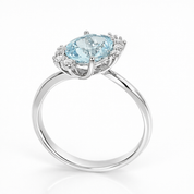 Anello - 18 carati Oro bianco - 1.66ct. tw. Acquamarina - Diamante
