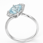 Anello - 18 carati Oro bianco - 1.66ct. tw. Acquamarina - Diamante