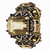 Bracciale - 18 carati Oro giallo, Argento, Quarzo fumè - microperle-rubini - 240.00ct. tw.