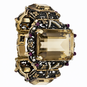 Bracciale - 18 carati Oro giallo, Argento, Quarzo fumè - microperle-rubini - 240.00ct. tw.
