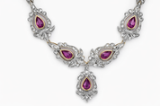 Collana - 18 carati Argento, Oro bianco - 10.13ct. tw. Rubino - Diamante