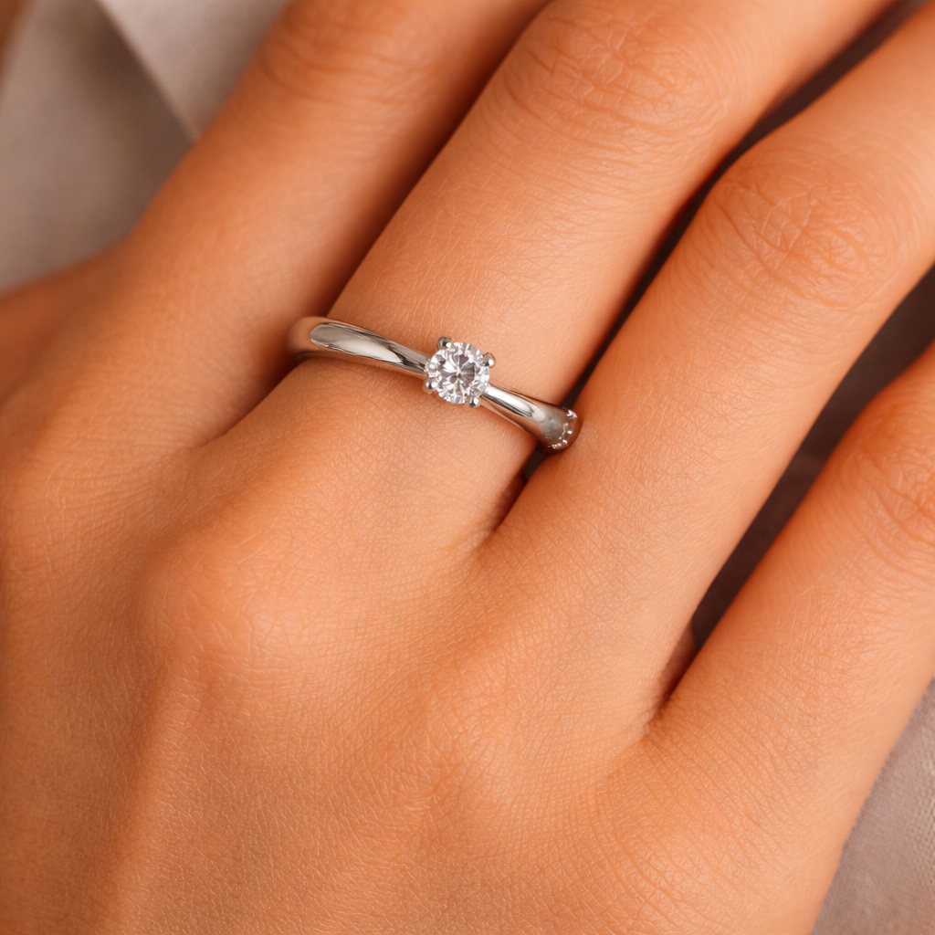 Anello - 18 carati Oro bianco - 0.20ct. tw. Diamante (Naturale)