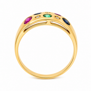 Anello - 18 carati Oro giallo, Rubino - Zaffiro - Smeraldo - Diamanti - 0.60ct. tw. - Made in Italy - Handmade