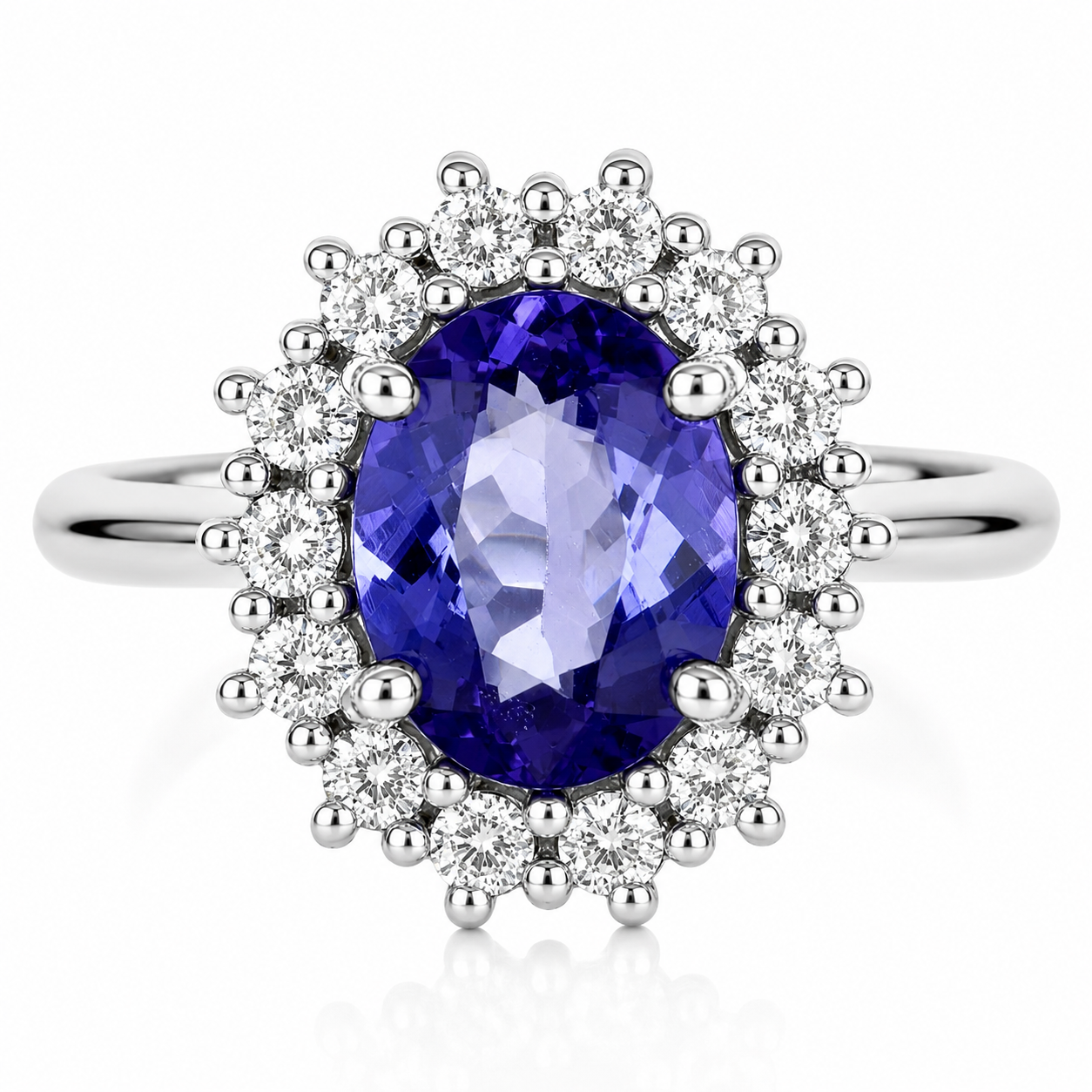 Anello - 18 carati Oro bianco - 2.21ct. tw. Tanzanite - Diamante
