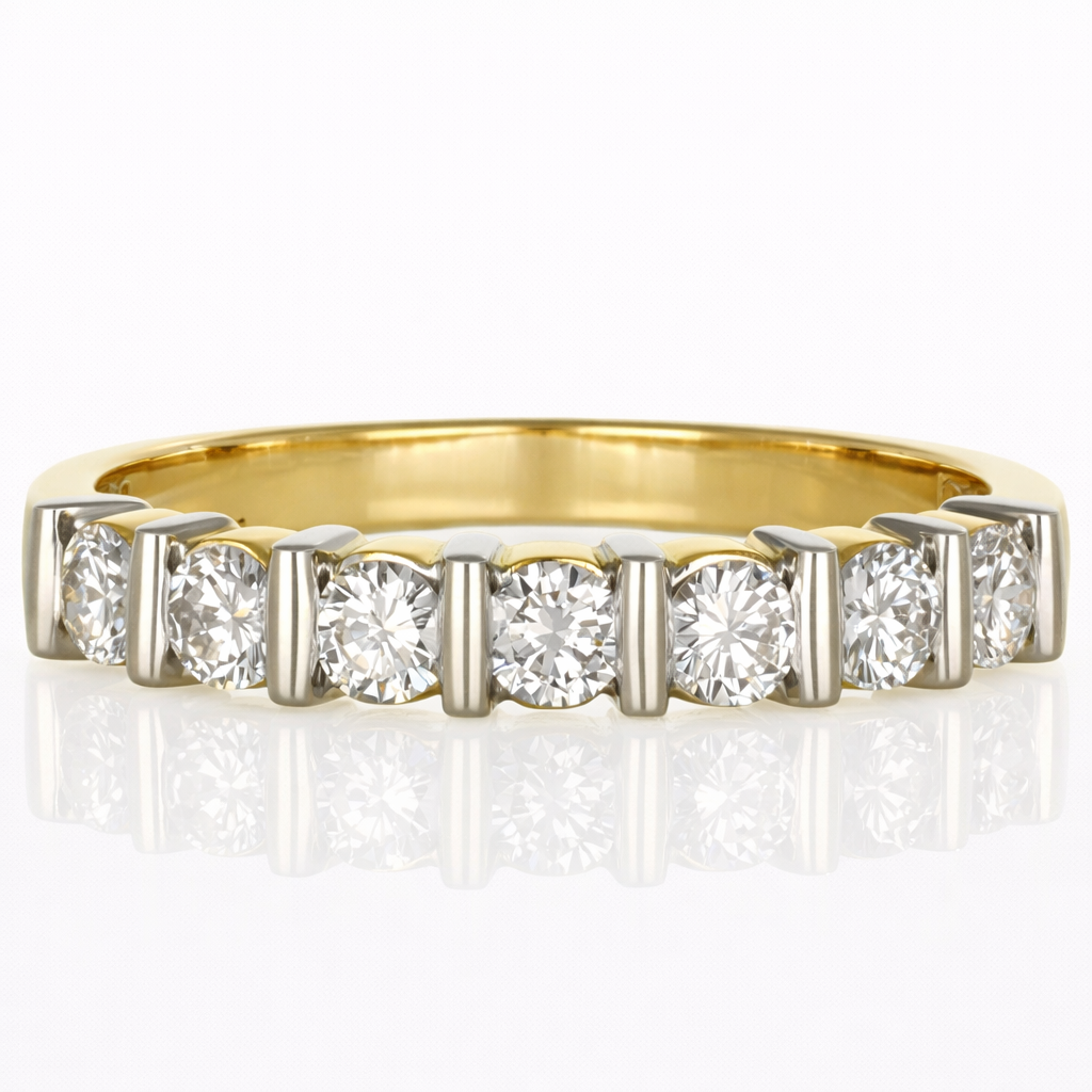 Anello - 18 carati Oro bianco, Oro giallo - 0.98ct. tw. Diamante (Naturale)