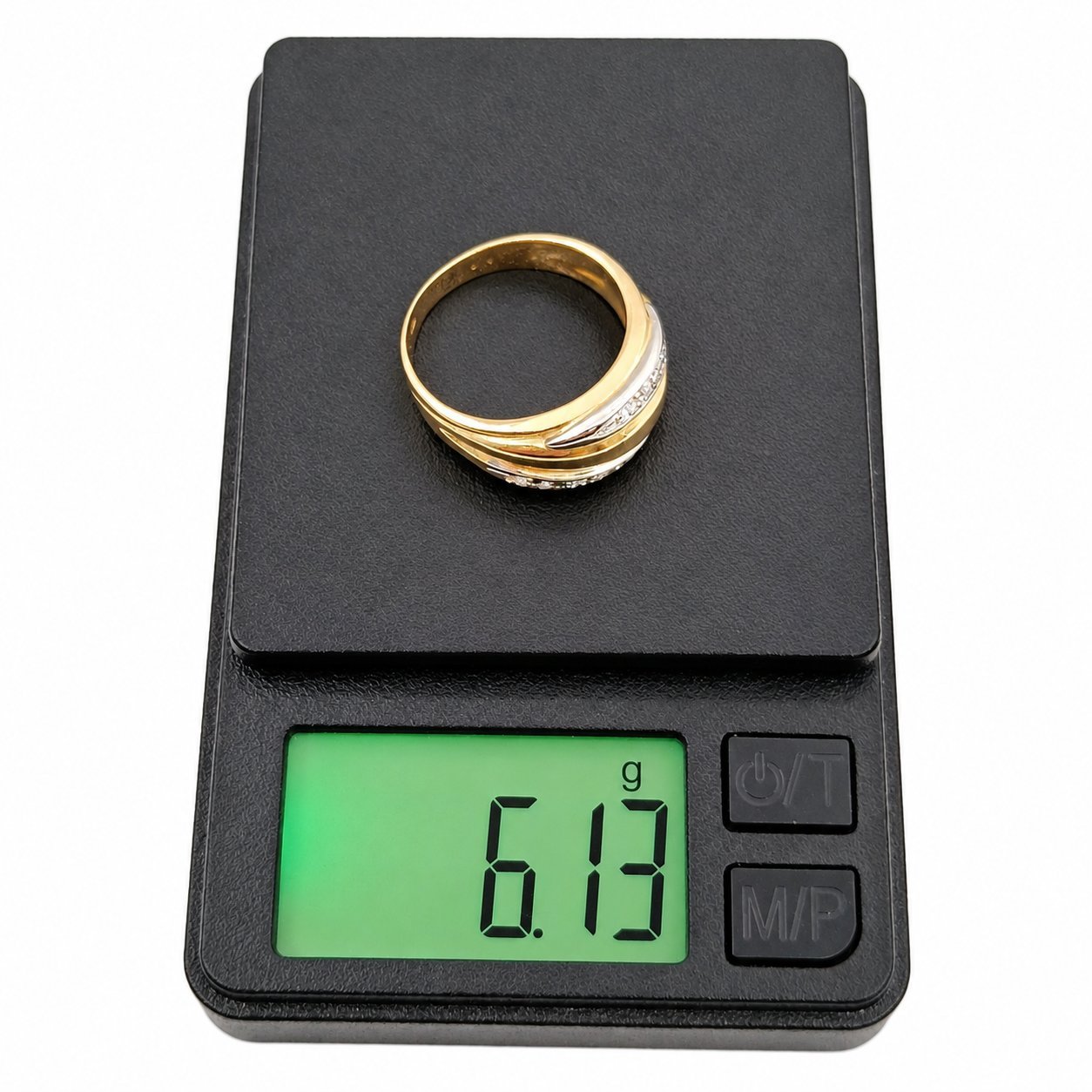 Anello da Donna in Oro Giallo e Bianco 18 kt con Diamanti 0,10 ct