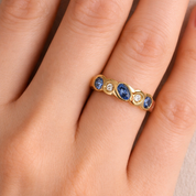 Anello - 18 carati Oro giallo - 0.47ct. tw. Zaffiro - Diamante