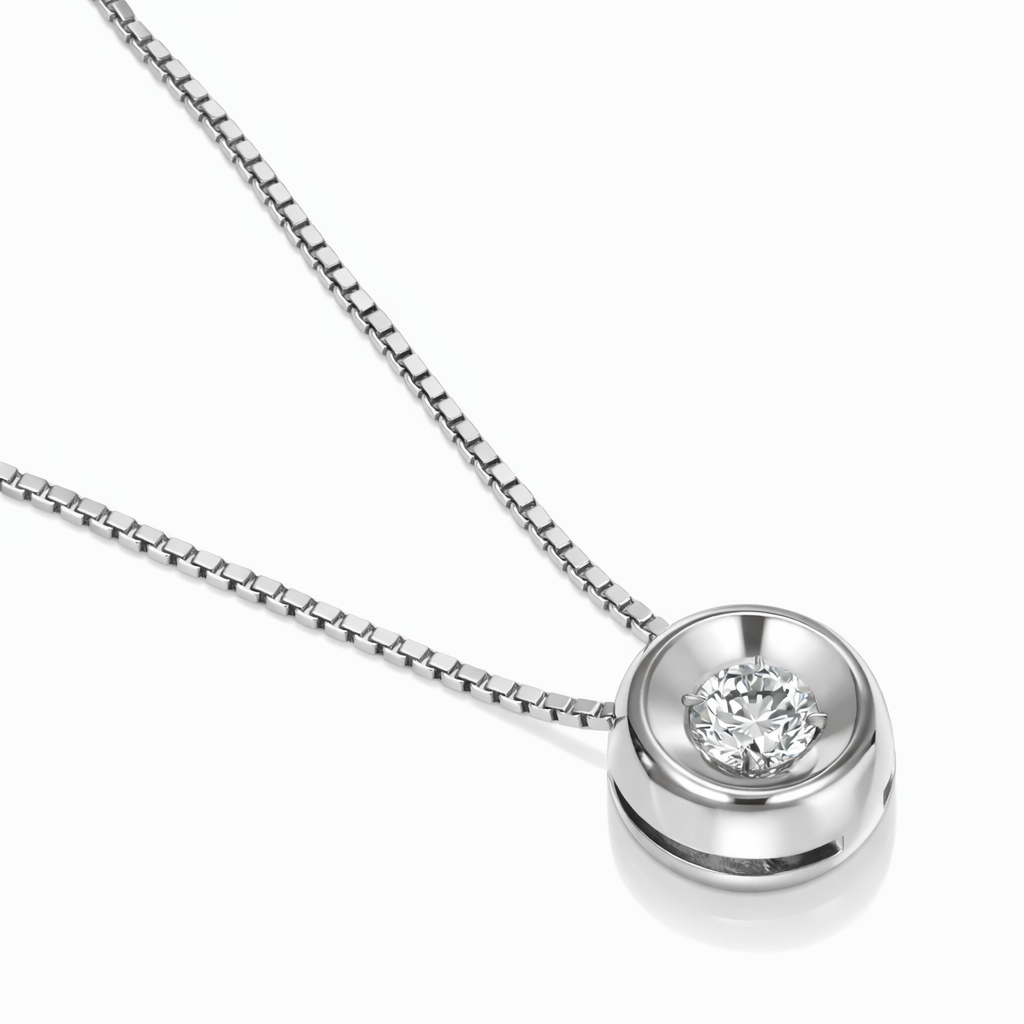 Collana con ciondolo - 18 carati Oro bianco - 0.10ct. tw. Diamante (Naturale)