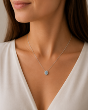 Collana con ciondolo - 18 carati Oro bianco - 0.44ct. tw. Acquamarina - Diamante