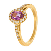 Anello - 18 carati Oro giallo - 1.03ct. tw. Tormalina - Diamante