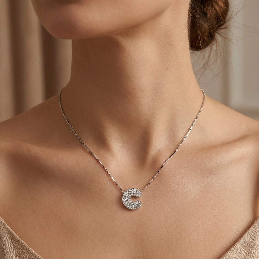 Collana con ciondolo - 18 carati Oro bianco - 0.44ct. tw. Diamante (Naturale) - Made in Italy - Handmade
