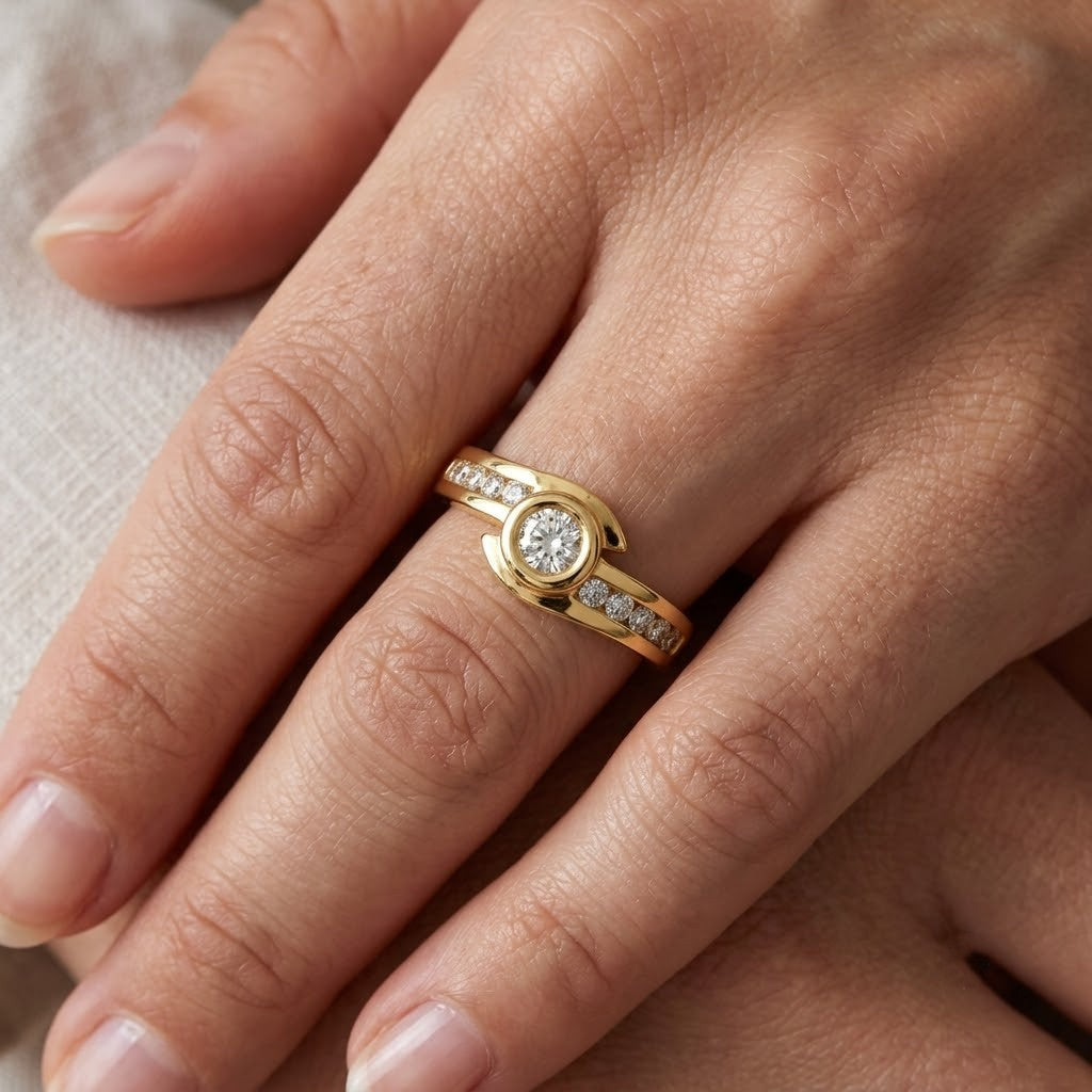 Anello - 18 carati Oro giallo - 0.50ct. tw. Diamante (Naturale) - Made in Italy - Handmade
