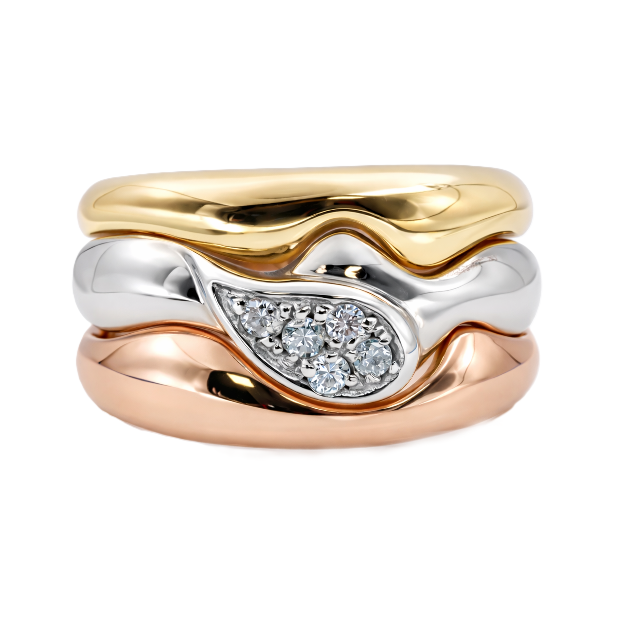 Anello - 18 carati Oro bianco, Oro giallo, Oro rosa - 0.25ct. tw. Diamante (Naturale)