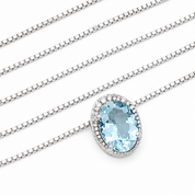 Collana con ciondolo - 18 carati Oro bianco - 0.66ct. tw. Acquamarina - Diamante
