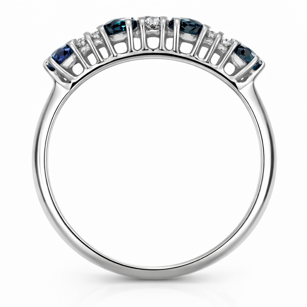 Anello - 18 carati Oro bianco - 0.56ct. tw. Zaffiro - Diamante