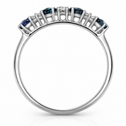 Anello - 18 carati Oro bianco - 0.56ct. tw. Zaffiro - Diamante