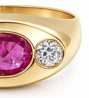 Anello - 18 carati Oro giallo - 0.97ct. tw. Rubino - Diamante