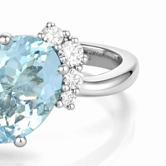 Anello - 18 carati Oro bianco - 1.66ct. tw. Acquamarina - Diamante