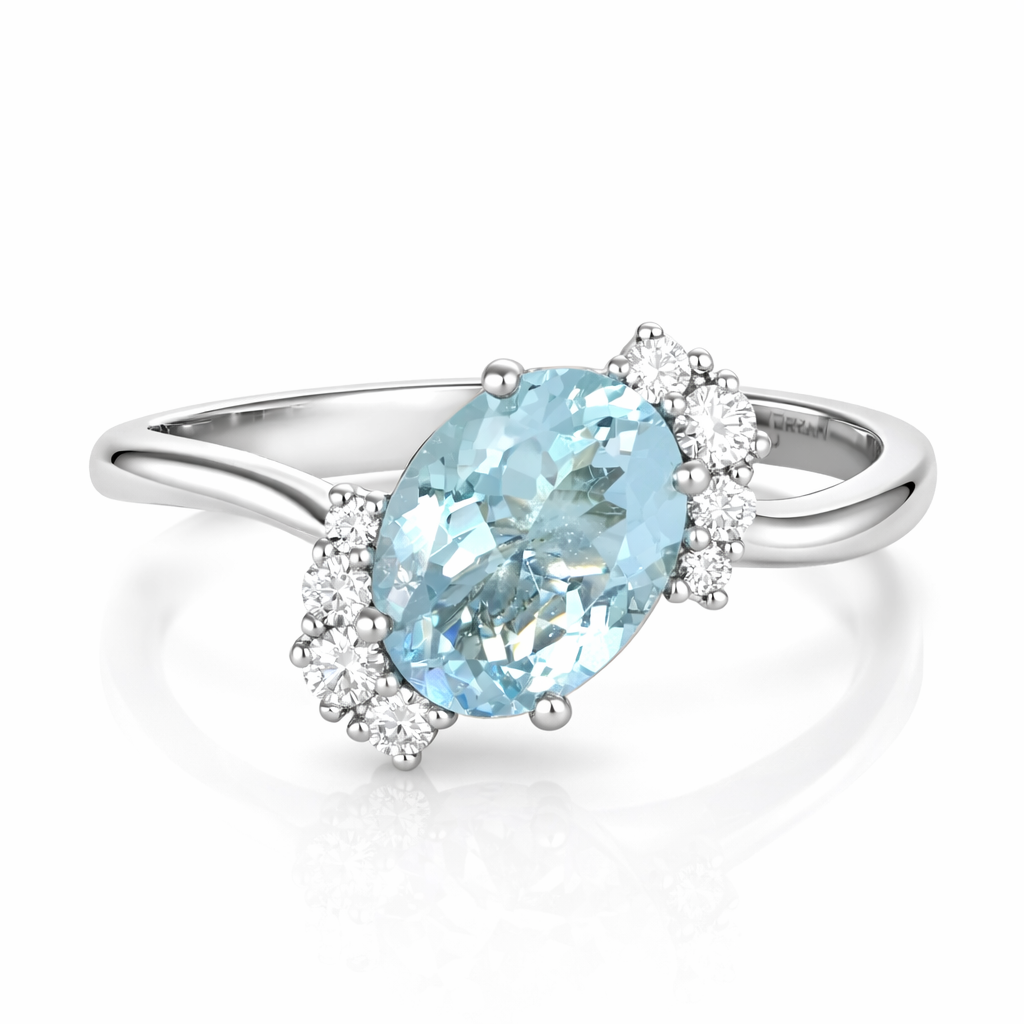 Anello - 18 carati Oro bianco - 1.66ct. tw. Acquamarina - Diamante