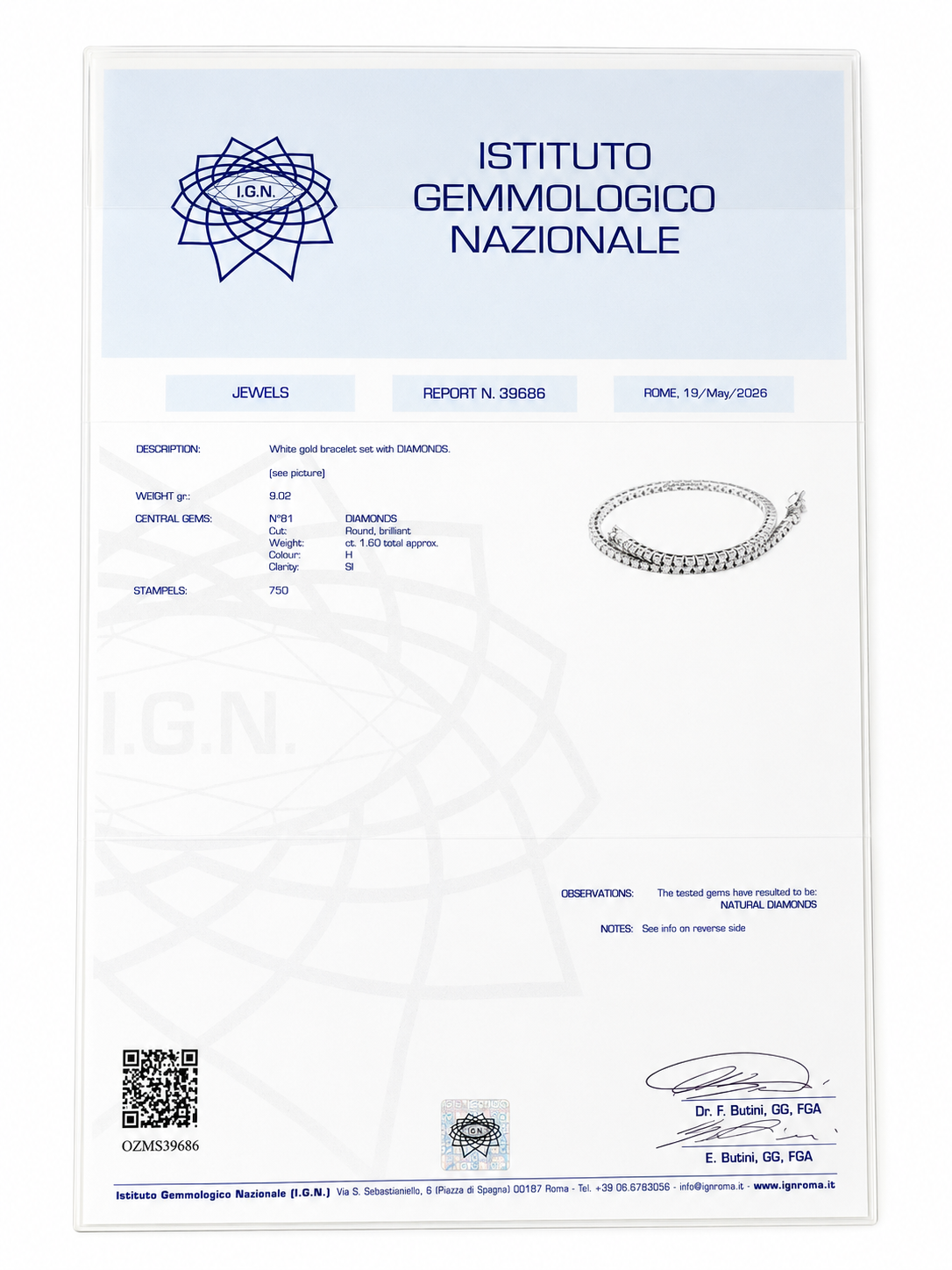 Bracciale - 18 carati Oro bianco - 1.60ct. tw. Diamante (Naturale) - Made in Italy - Handmade