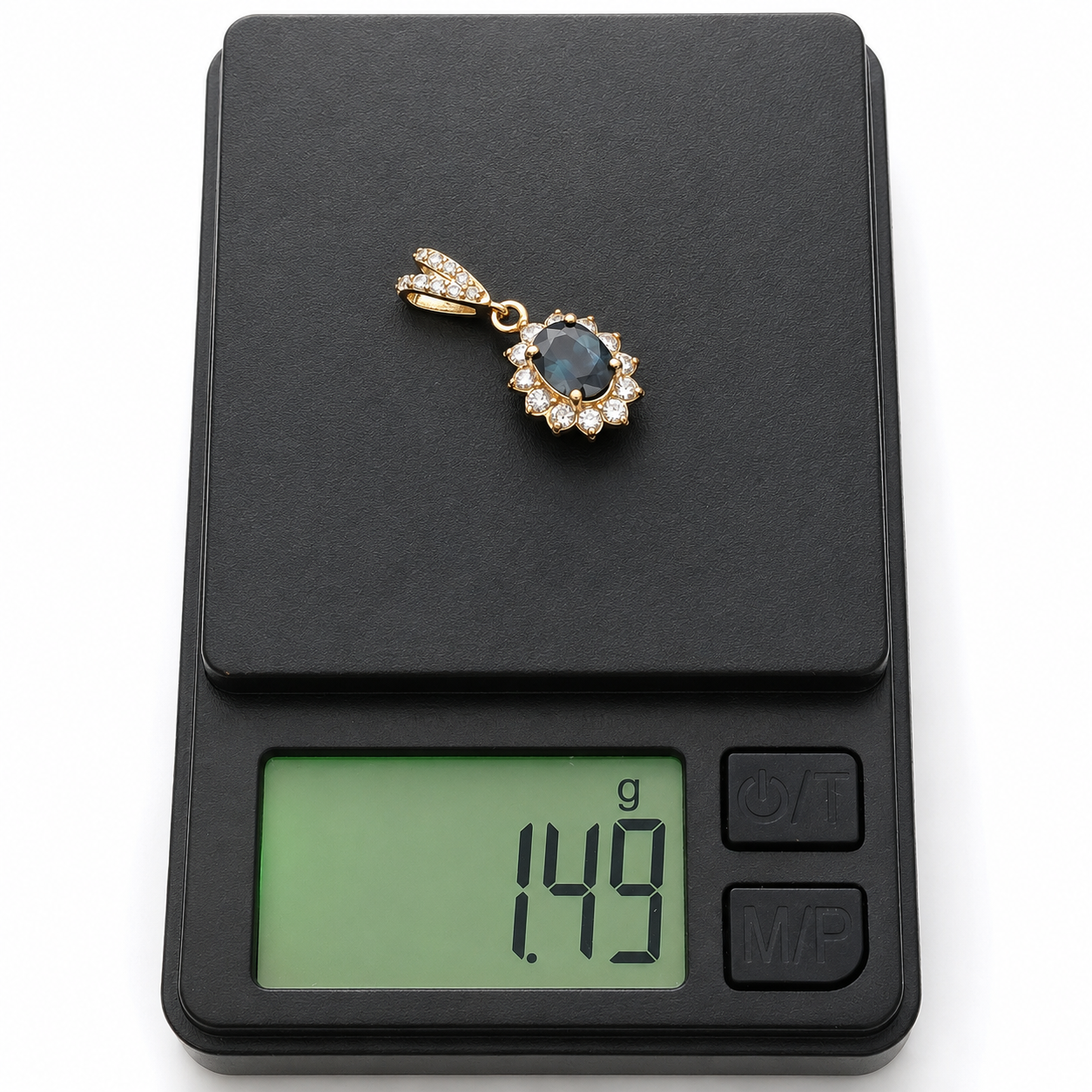 Ciondolo - 14 carati Oro giallo - 1.29ct. tw. Zaffiro - Diamante - Handmade - Made in Italy