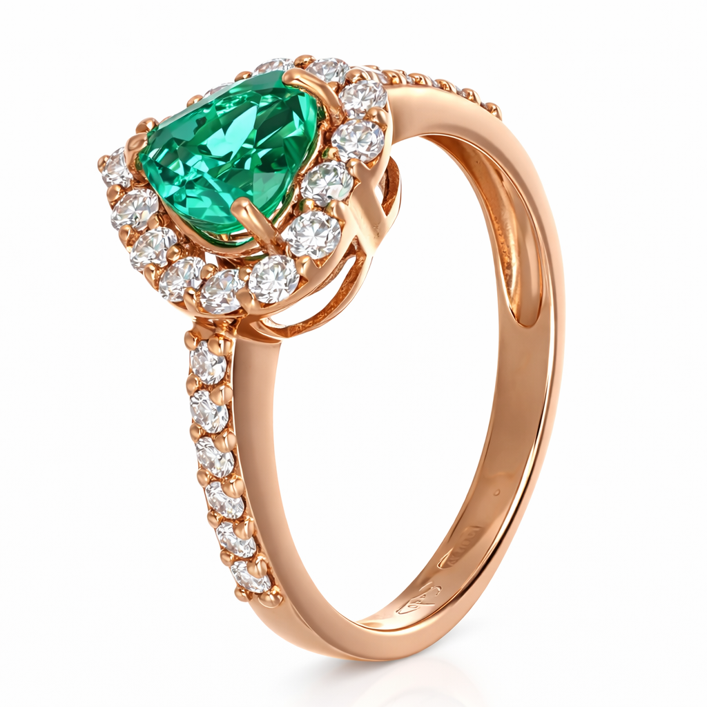 Anello - 18 carati Oro rosa - 1.62ct. tw. Smeraldo - Diamante
