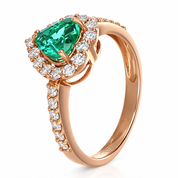 Anello - 18 carati Oro rosa - 1.62ct. tw. Smeraldo - Diamante