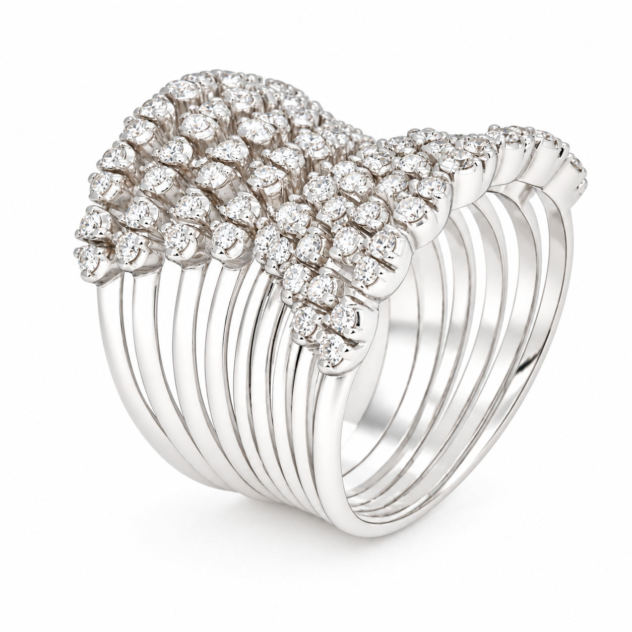 Anello - 18 carati Oro bianco - 1.88ct. tw. Diamante (Naturale) - Made in Italy - Handmade
