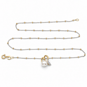 Collana - 18 carati Oro bianco, Oro giallo - 0.015ct. tw. Diamante (Naturale) - Perla - Perla Tahiti 14.30 mm