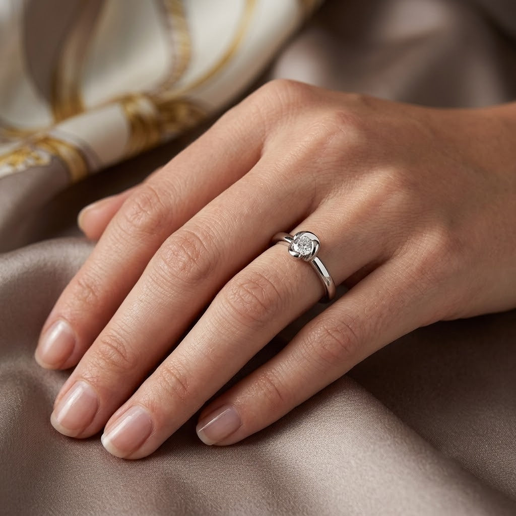 Anteprima  Anello - 18 carati Oro bianco - 0.09ct. tw. Diamante (Naturale) - Made in Italy