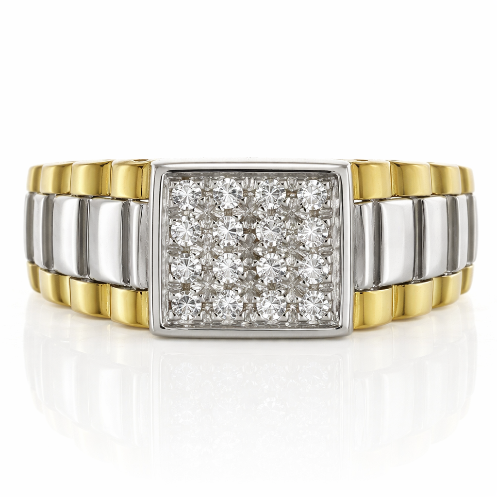 Anello - 18 carati Oro bianco, Oro giallo - 0.24ct. tw. Diamante (Naturale)