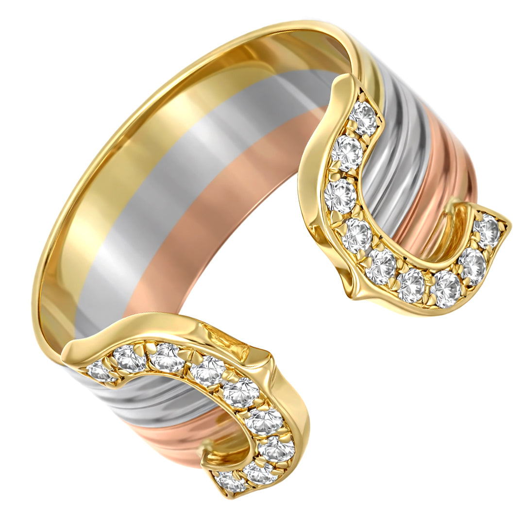 Anello - 18 carati Oro bianco, Oro giallo, Oro rosa - 0.18ct. tw. Diamante (Naturale)