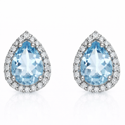 Orecchini - 18 carati Oro bianco - 1.17ct. tw. Acquamarina - Diamante