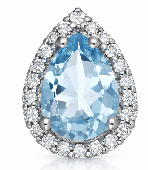Orecchini - 18 carati Oro bianco - 1.17ct. tw. Acquamarina - Diamante
