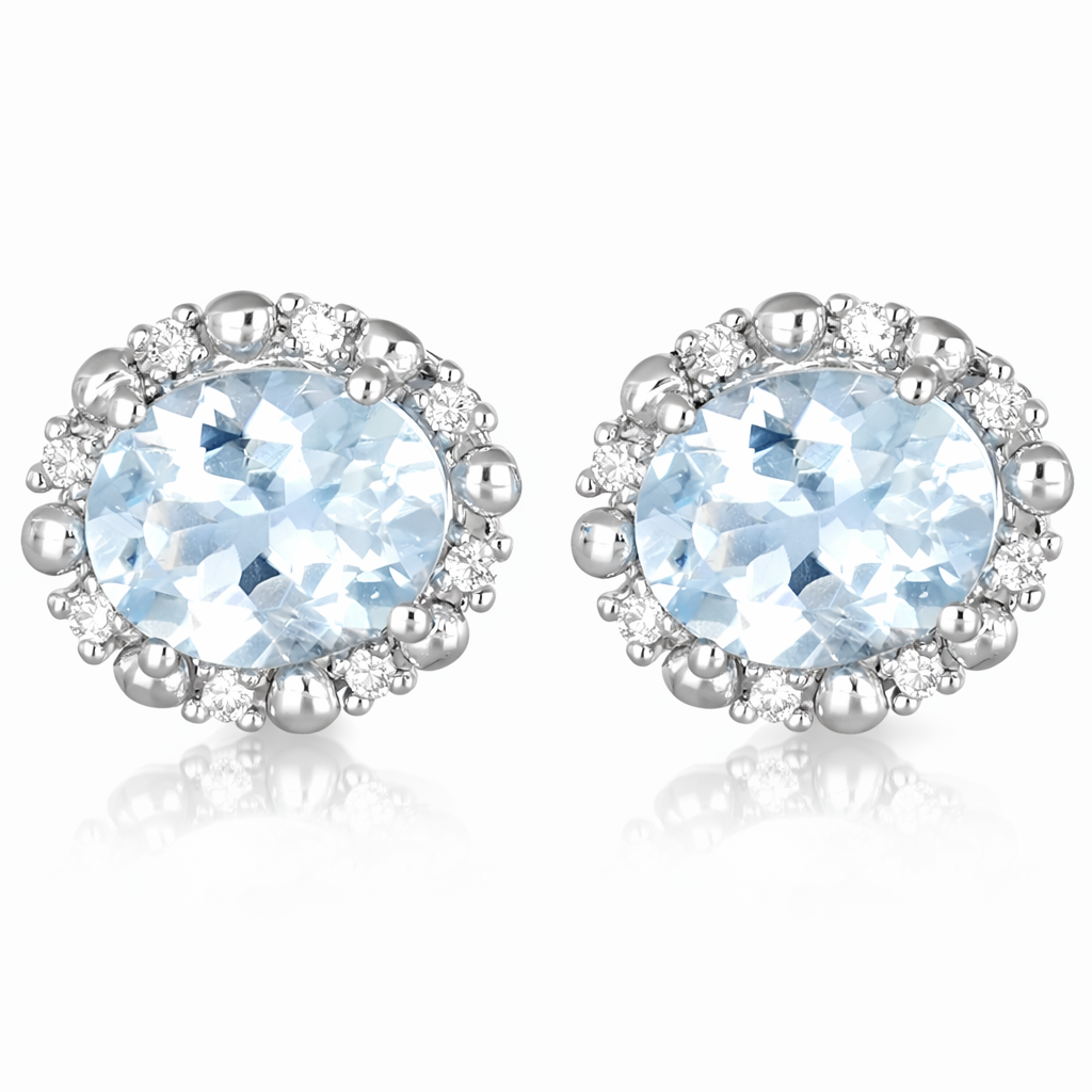 Orecchini - 18 carati Oro bianco - 2.24ct. tw. Acquamarina - Diamante