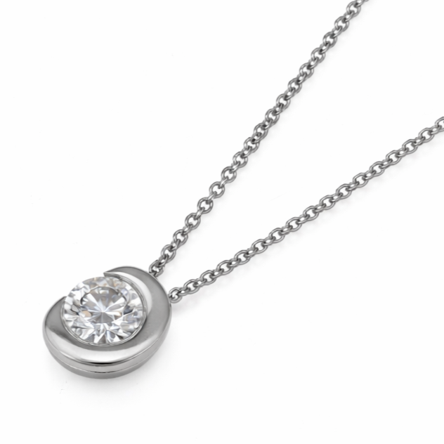 Collana con ciondolo - 18 carati Oro bianco - 0.15ct. tw. Diamante (Naturale)