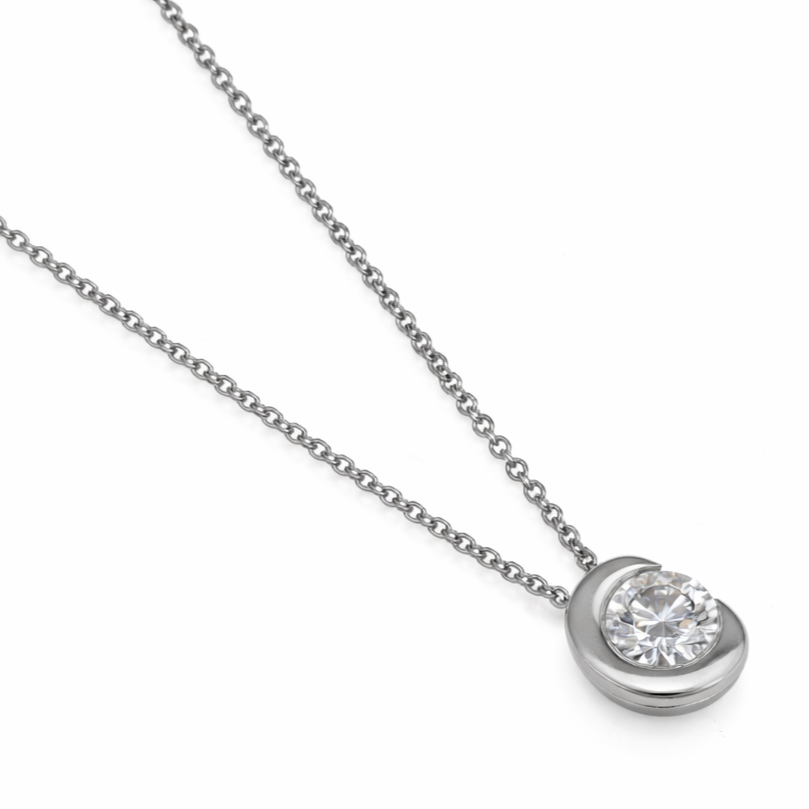 Collana con ciondolo - 18 carati Oro bianco - 0.15ct. tw. Diamante (Naturale)