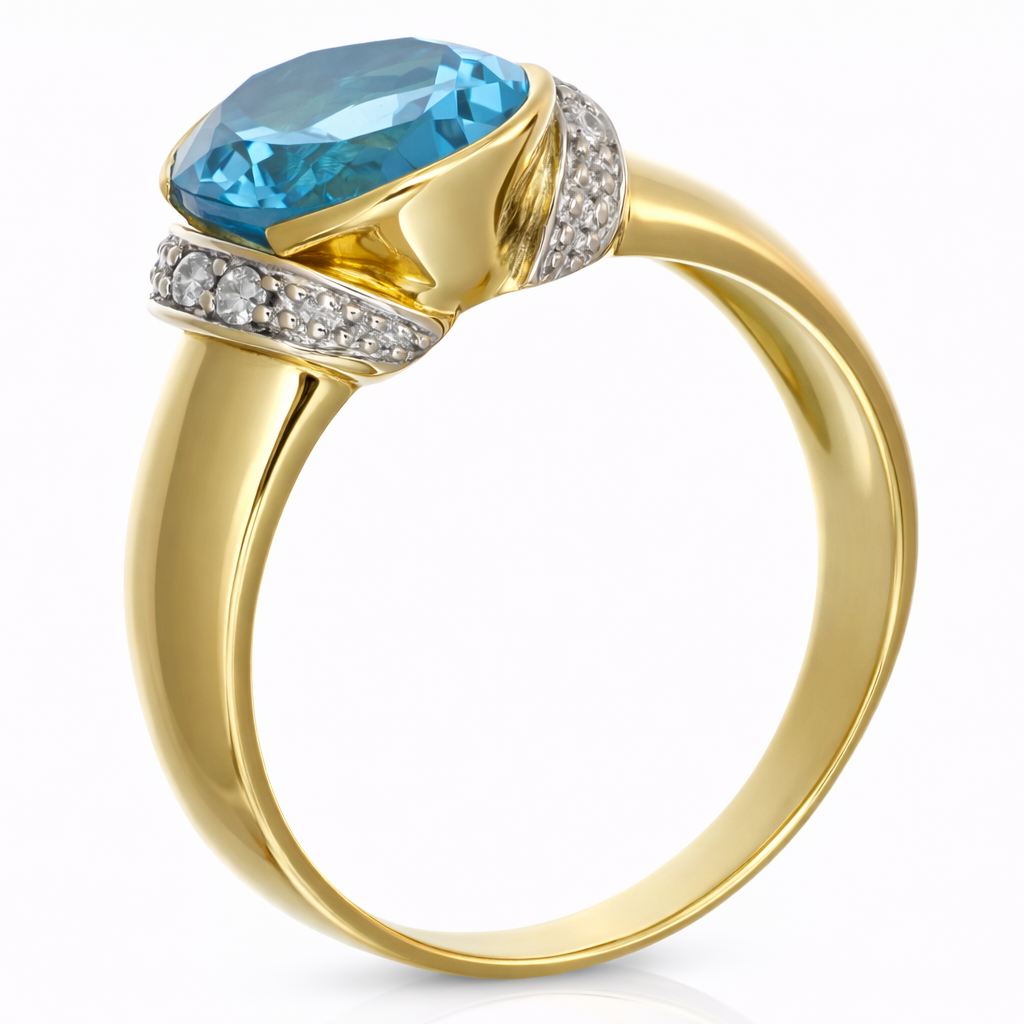 Anello - 18 carati Oro giallo, Oro bianco - 2.90ct. tw. Topazio - Diamante