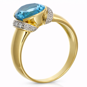 Anello - 18 carati Oro giallo, Oro bianco - 2.90ct. tw. Topazio - Diamante