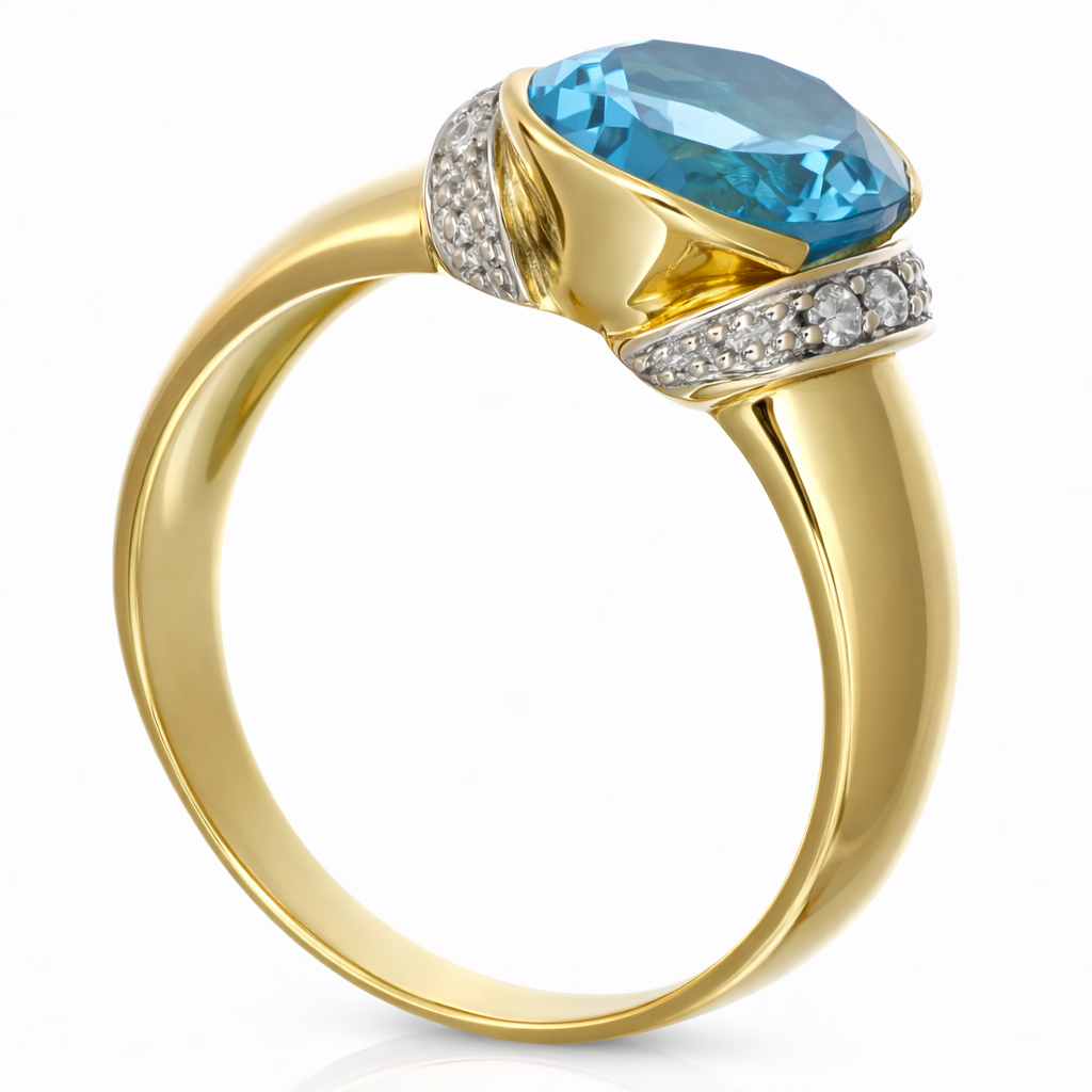 Anello - 18 carati Oro giallo, Oro bianco - 2.90ct. tw. Topazio - Diamante