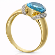 Anello - 18 carati Oro giallo, Oro bianco - 2.90ct. tw. Topazio - Diamante
